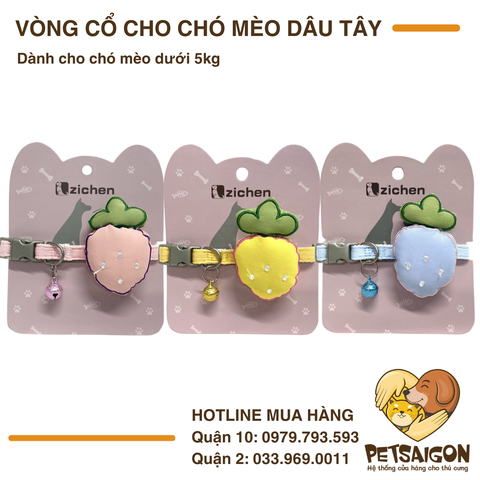 Vòng Cổ Cho Chó Mèo Hình Dâu Tây