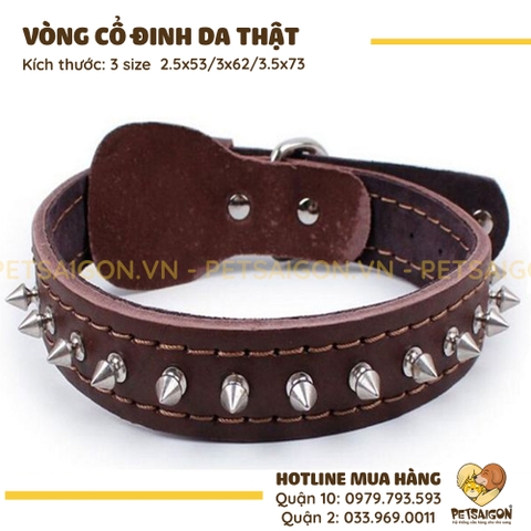 Vòng Cổ Cho Chó Bằng Da Đính Đinh