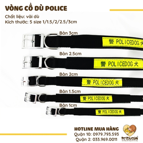 Vòng Cổ Cho Chó Mèo Bằng Vải Dù Police