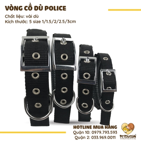 Vòng Cổ Cho Chó Mèo Bằng Vải Dù Police