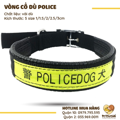 Vòng Cổ Cho Chó Mèo Bằng Vải Dù Police