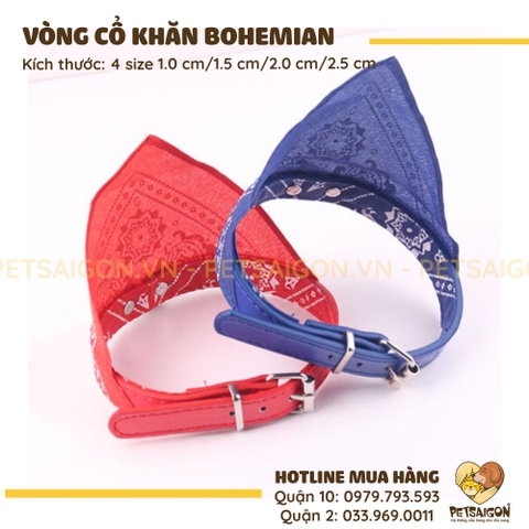 Vòng Cổ Cho Chó Mèo Phối Khăn Hoa Văn Bohemian