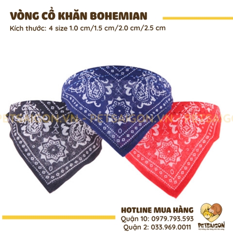 Vòng Cổ Cho Chó Mèo Phối Khăn Hoa Văn Bohemian