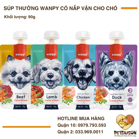 Súp Thưởng Wanpy Nắp Vặn Cho Chó 90g