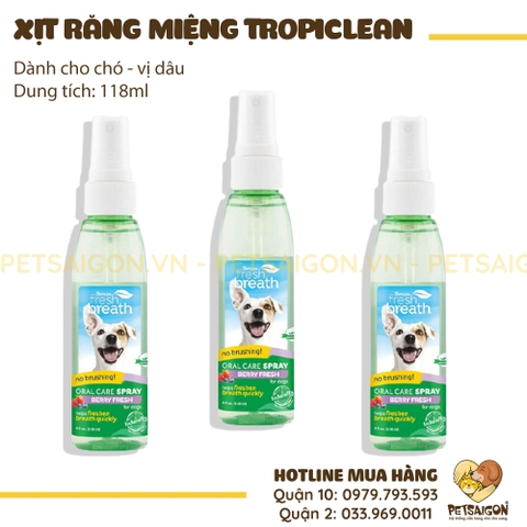 Xịt Răng Miệng Cho Chó Tropiclean - 118ml