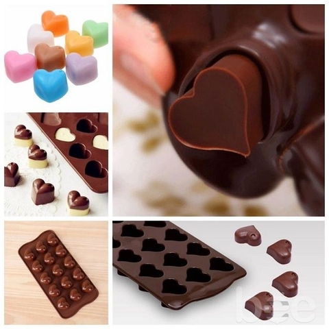 khuôn socola silicon tim lỗ