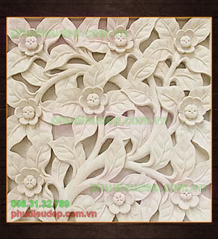 Phù điêu hoa lá composite trang trí nội, ngoại thất | Điêu Khắc TN