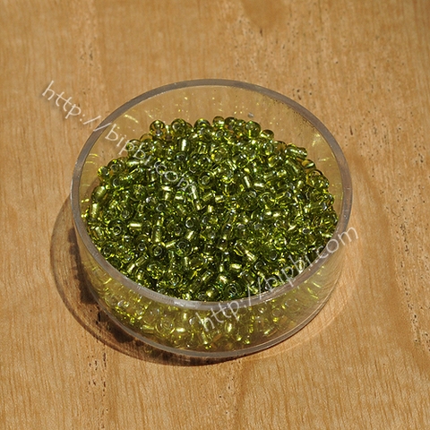 Cườm  TQ xanh rêu silver line 2mm