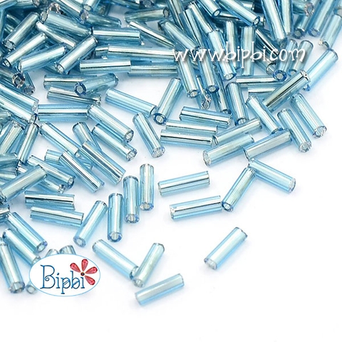 Cườm TQ khúc dài màu xanh dương silverline size 2x6mm