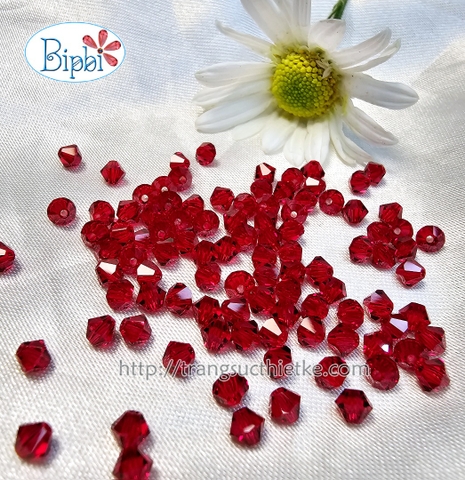 Pha lê Preciosa 4mm màu đỏ tươi (light siam)