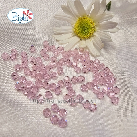 Pha lê Preciosa 4mm màu hồng nhạt (pink sapphire)