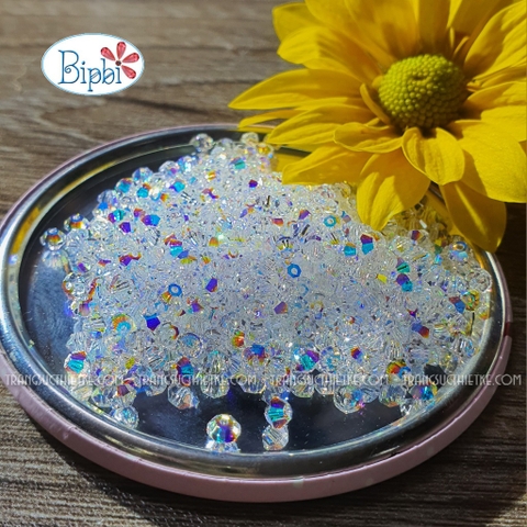 Pha lê Preciosa 3mm màu trắng xà cừ (AB)
