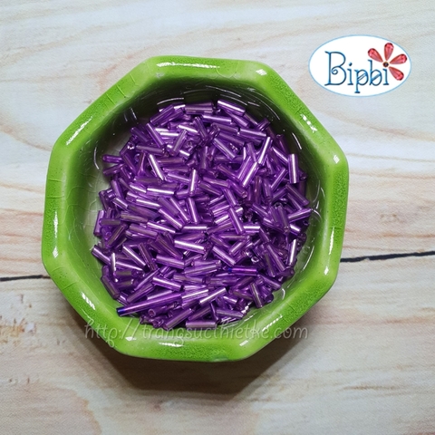 GB 180 - Cườm ống dài TQ AAA tím đậm