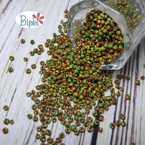 Cườm 12/0 multi color xanh vàng đỏ