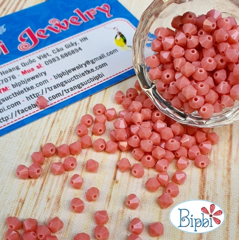 Pha lê Preciosa 4mm màu hồng đục (pink alabaster)