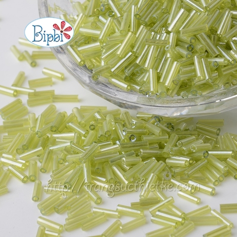 Cườm TQ khúc dài xanh cốm size 2x6mm