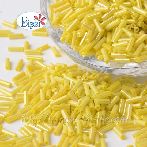 Cườm TQ khúc dài vàng đục size 2x6mm