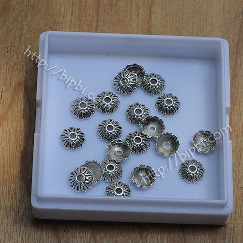 Mũ hoa bạc bali size 7mm