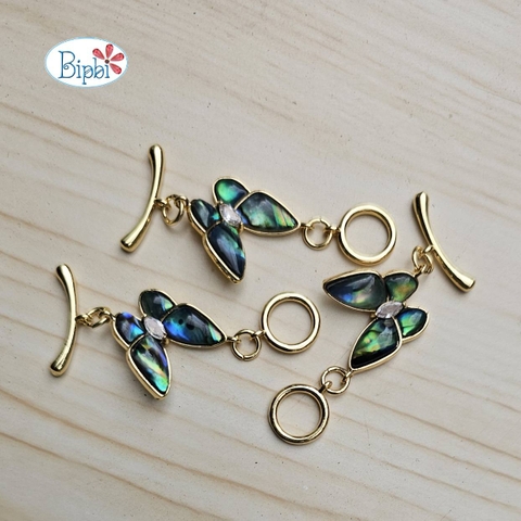 Khóa hồ điệp xanh xi vàng 14k