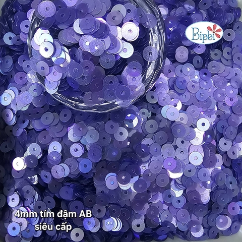 Kim sa siêu cấp 4mm tím đậm mờ AB