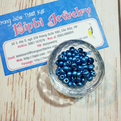 Cườm TQ xanh ánh kim 4mm