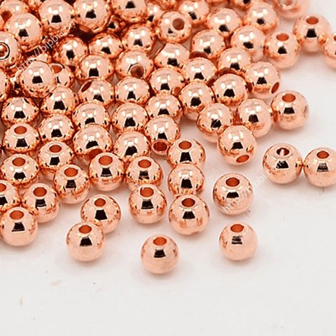 Hạt bi đồng xi vàng hồng 4mm
