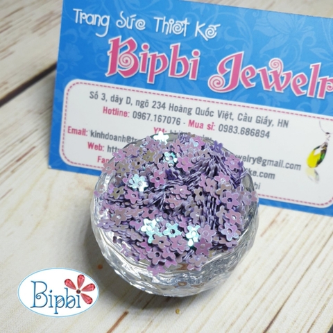 Kim sa 4mm hoa màu tím nhạt AB