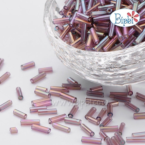 Cườm TQ khúc dài màu tím xà cừ size 2x6mm