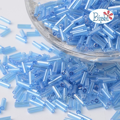Cườm TQ khúc dài màu xanh dương size 2x6mm