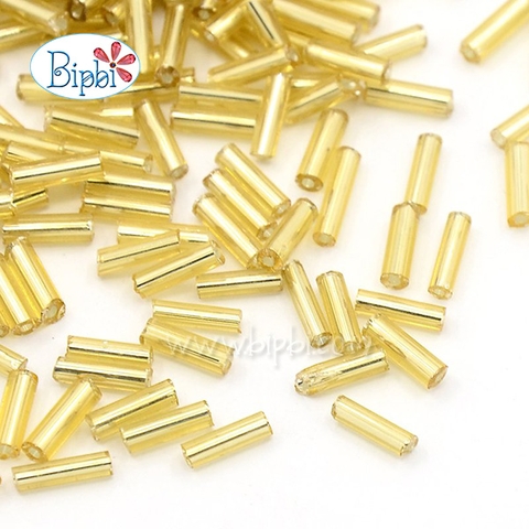 Cườm TQ khúc dài màu vàng nhạt silverline 2x6mm