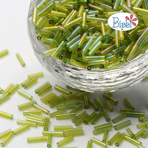 Cườm TQ ống xanh lá xà cừ 2x6mm
