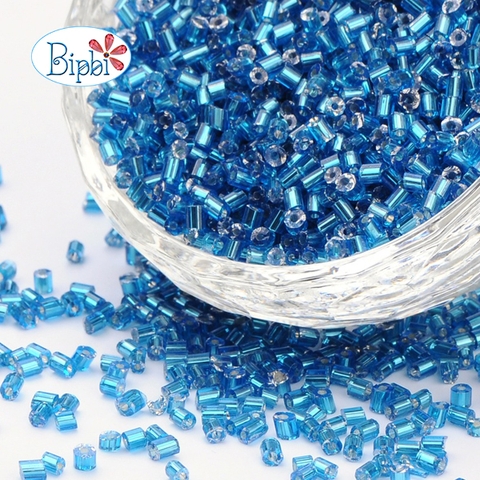 Cườm TQ ống ngắn xanh biển size 2x3mm
