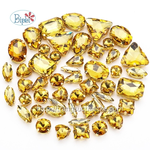 Đá có đế đính kết màu vàng tươi trong