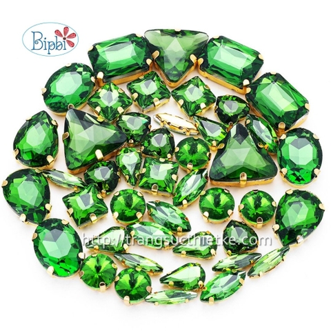 Đá có đế đính kết màu xanh lá đậm trong