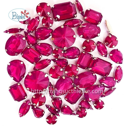 Đá có đế đính kết màu tím hồng opal