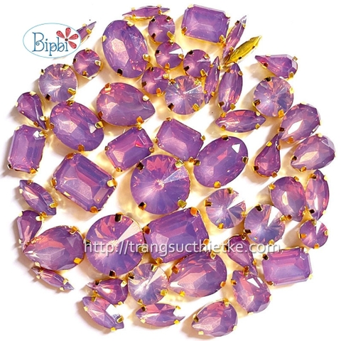 Đá có đế đính kết màu tím khói opal
