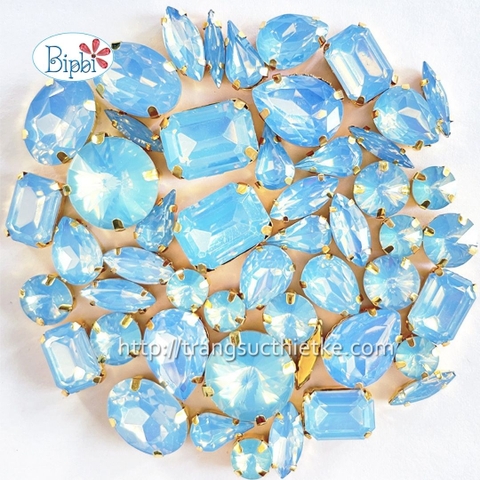 Đá có đế đính kết màu xanh dương opal