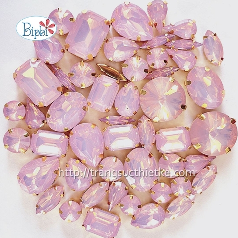 Đá có đế đính kết màu hồng phấn opal