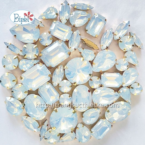 Đá có đế đính kết màu trắng opal