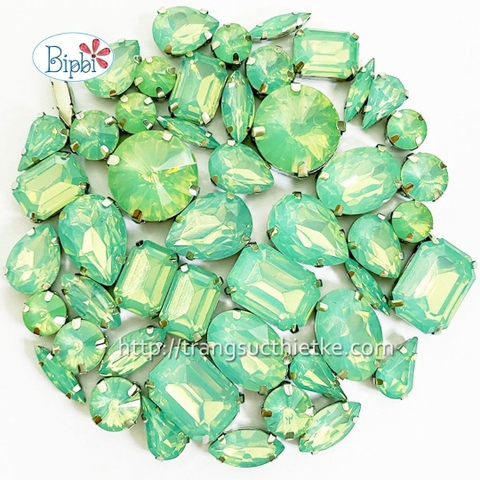 Đá có đế đính kết màu xanh lá opal