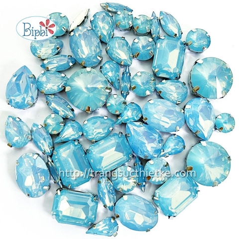 Đá có đế đính kết màu xanh aqua opal