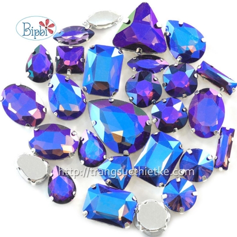 Đá có đế đính kết màu xanh dương ánh tím AB effect