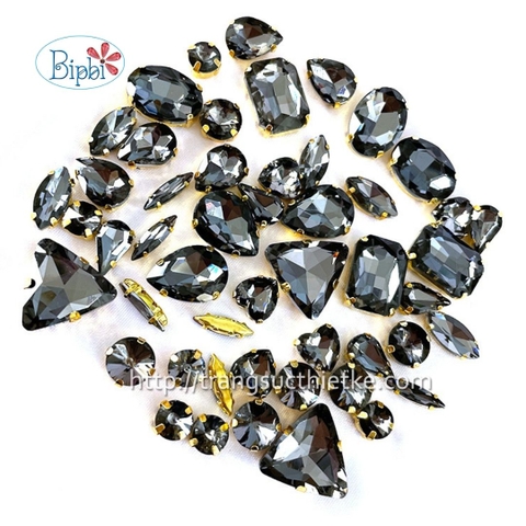 Đá có đế đính kết màu khói trong