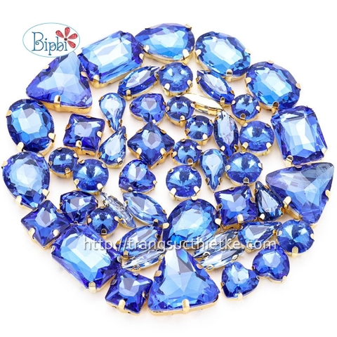 Đá có đế đính kết màu xanh light sapphire trong