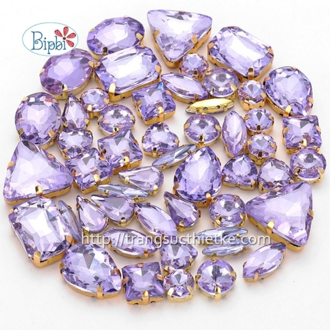 Đá có đế đính kết màu tím trong