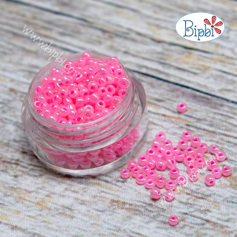 Cườm TQ hồng neon ceylon size 2mm