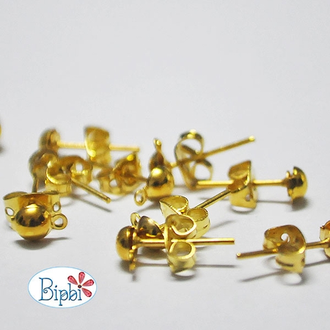 Phụ kiện khuyên tai dạng cài xi màu gold