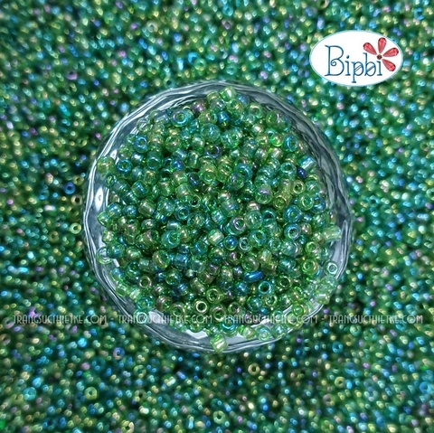 Hạt cườm xanh lá xà cừ đậm 2mm