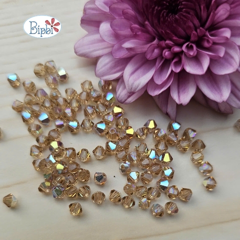 Pha lê Preciosa 4mm màu nâu đất xà cừ (colorado topaz AB)