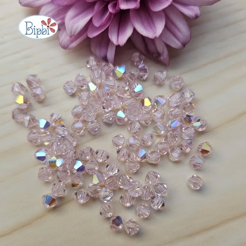 Pha lê Preciosa 4mm màu hồng phấn xà cừ (rosaline AB)